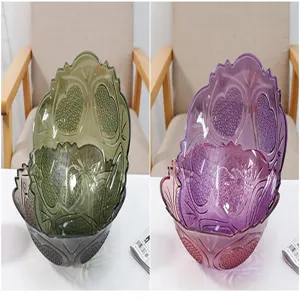 Bol à fruits en plastique gaufré style européen, plat à collation créatif pour salon.