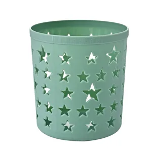 Soportes de bolígrafos de plástico verde con diseño de estrellas para escritorio y oficina.