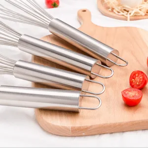 Stainless steel manual egg whisk for kitchen, durable wire blender tool for baking cooking