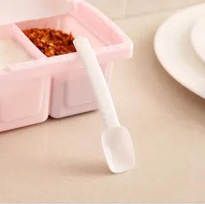 Plastic kitchen seasoning box four-compartment dustproof storage container with small spoon