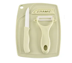 Ceramic knife set kitchen fruit cutting board peeler three piece kitchen tool set utility