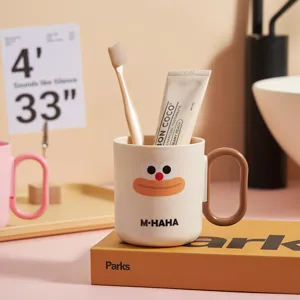 Vaso para cepillo de dientes de dibujos animados, taza de enjuague bucal portátil para viajes y hogar.