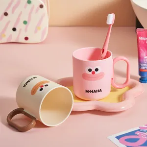 Set de tazas de cepillo de dientes de pareja con bandeja taza portátil para viaje