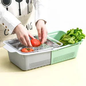 Telescopic kitchen sink colander vegetable washing basket adjustable draining basket for food