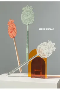 Tapette a mouches en plastique ananas longue poignee menage anti-moustiques epaissie