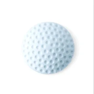 Gros plan détaillé du pare-chocs mural en silicone bleu clair avec une surface texturée.