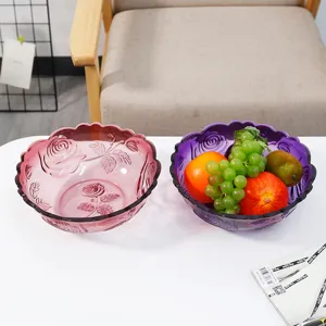 Σετ γυάλινη φρουτιέρα με ανάγλυφο σχέδιο, διακοσμητικό πιάτο για σνακ και γλυκά.