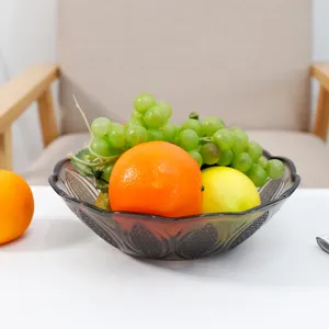 Modernes transparentes Obstteller aus dunkelgrauem Glas für Snacks im Wohnzimmer und Deko.