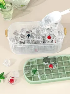 Transparente PET Eiswürfelform mit Aufbewahrungsbox und Schaufel, große Kapazität Eismacher.