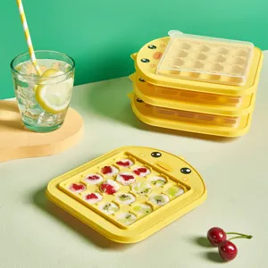 Süße gelbe Enten Eiswürfelform mit Deckel, kreativer Plastik Eisbereiter für die Küche.