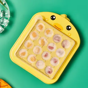 Süße gelbe Ente Eiswürfelform mit Deckel, Kunststoff Kugel Eiswürfelbereiter für Küche.