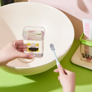 Clear plastic mouthwash cup portable travel toothbrush holder for bathroom for your daily use.