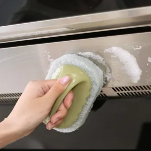 Kitchen cleaning sponge with handle for household pots pans tiles and bathroom surfaces