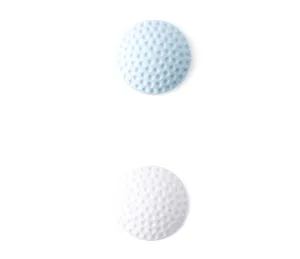 Vue détail protection murale balle de golf silicone, amortisseur porte antichoc blanc bleu