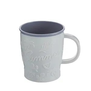 Tazza per colluttorio in plastica con motivo estivo in rilievo con manico per casa dormitorio viaggio.