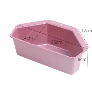 Cesta de drenaje de fregadero de cocina de plástico rosa, estante hexagonal con medidas.