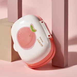 Nordic style plastic soap box with lid, drainable fruit design soap holder for bathroom.