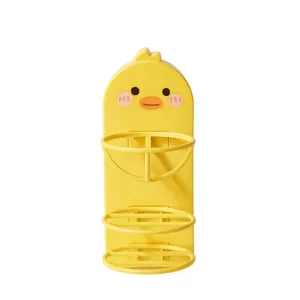Wandmontierter süßer gelber Enten Make-up Schwamm Halter, Kunststoff Kosmetik Ei Regal.
