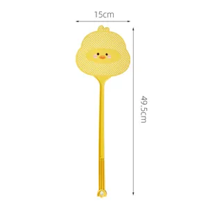 Lindo matamoscas de plástico de pato amarillo de dibujos animados mango largo 15x49.5cm