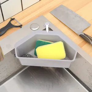 Cesta escurridor de esquina para fregadero de cocina, estante hexagonal de plástico con ventosa.