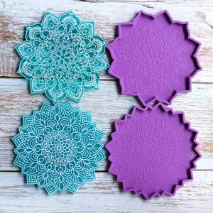 Detailed view of irregular mandala coaster resin silicone molds, perfect for DIY craft projects.