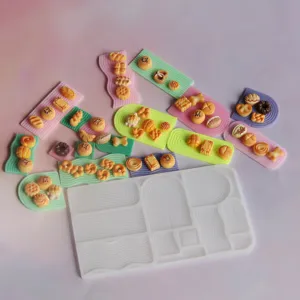 Set de molde de silicona para bandeja de comida en miniatura, plato ondulado resina DIY.