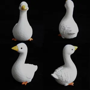 White goose figurine detail view, cute animal sculpture mold for handmade crafts and decor.