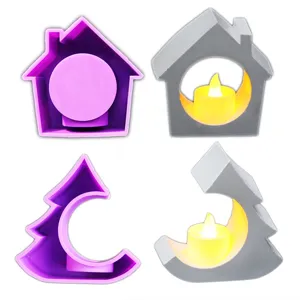 DIY House Christmas Tree Silicone Mold Candle Holder Resin Concrete Home Decor Detail View