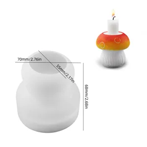 DIY mushroom silicone mold for handmade cement gypsum candle holders with size markings.