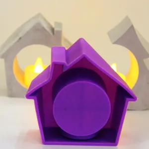 House silicone mold for DIY candle holder and home decor, flexible resin casting tool detail.