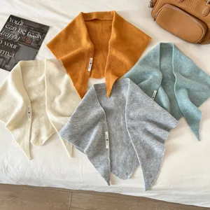 Knitted triangular scarf warm wool blend shawl winter fashion headwrap for women sets