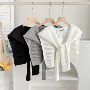 Women cable knit shawl bolero sweater wrap stylish layering scarf for spring autumn