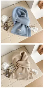Cozy pure wool knitted scarf for winter warm couples fashion solid color stylish winter neck wrap
