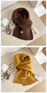 Selected Australian pure wool scarf, solid color knitted warm fashion couple neckerchief