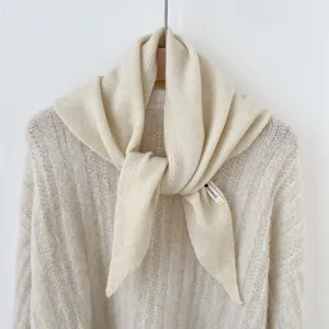 Chic knit wool blend triangular scarf detail shot, warm autumn winter fashion neck wrap.