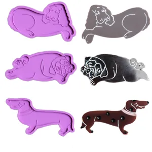 DIY crystal epoxy animal keychain mold, various pet dog hairpin mirror silicone molds