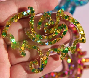 Glitter resin dragon charm pendant anime guild emblem keychain handmade DIY accessories craft