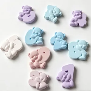 Stampi in silicone con numeri di orsetto carini per decorare torte di compleanno