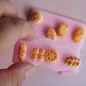 Miniatura resina molde bandeja onda silicona DIY hecho a mano tierno pequeño pan postre