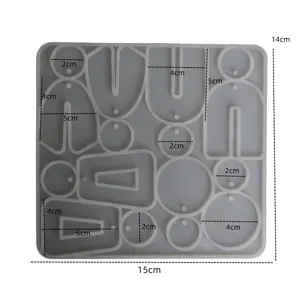 Silicone mold for DIY geometric earrings, multi-shape resin casting craft tool for handmade jewelry.