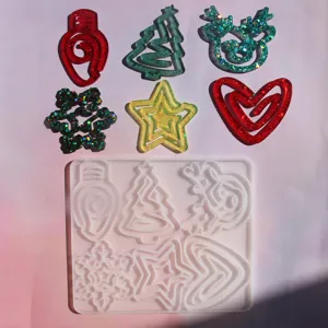 Weihnachten Büroklammer Lesezeichen Silikonform Elk Stern Schneeflocke Herz Epoxidharz Gießform DIY Handwerk Werkzeug