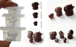 Detailed view of cute capybara silicone mold set, showing 3D resin figurine sizes and shapes.