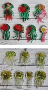 Epoxidharz Quallen Anhänger mit Trockenblumen, handgemachter klarer Charme für Schmuck.