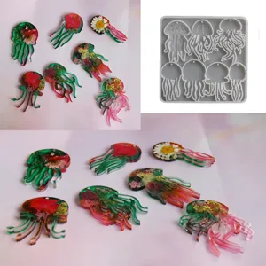 DIY Quallen Harz Silikonform Set mit Trockenblume Anhänger handgemachte Bastelarbeiten
