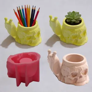 Creative skull snail silicone mold resin plaster pen holder succulent plant flower pot DIY craft