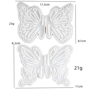 Detailweergave van de 3D vlinder siliconen mal met heldere vleugeltextuur en maten.
