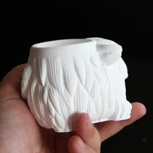 Detailed shot of white highland yak animal mold, showing exquisite shaggy fur texture clearly.