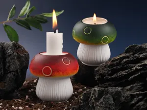 Creative mushroom shape candle holder cement plaster decor candle stand home ornament