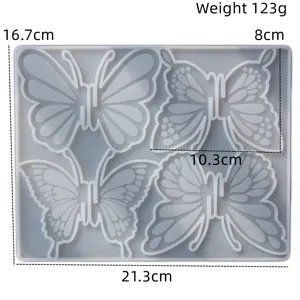 Silicone butterfly resin mold for DIY handmade craft epoxy crystal casting tool.