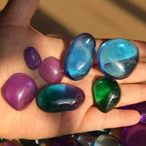 Colorful resin gemstone drops for DIY jewelry making, smooth irregular oval shape.